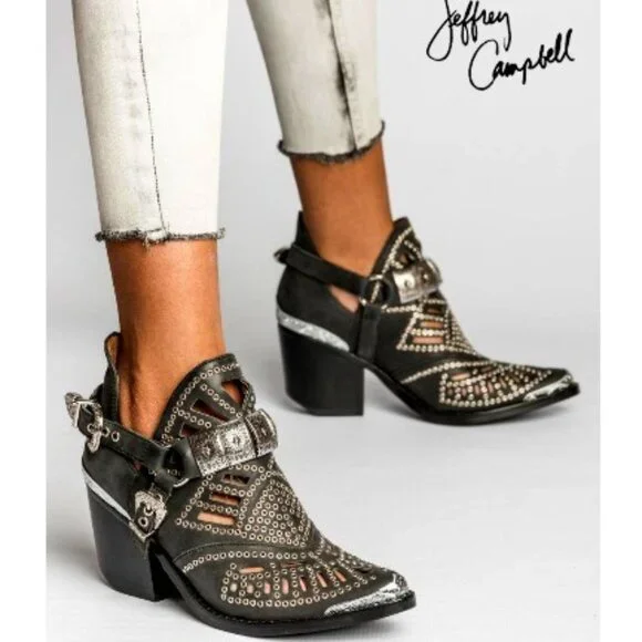 💥SHOWSTOPPER💥JEFFREY CAMPBELL Calhoun Genuine Leather Booties